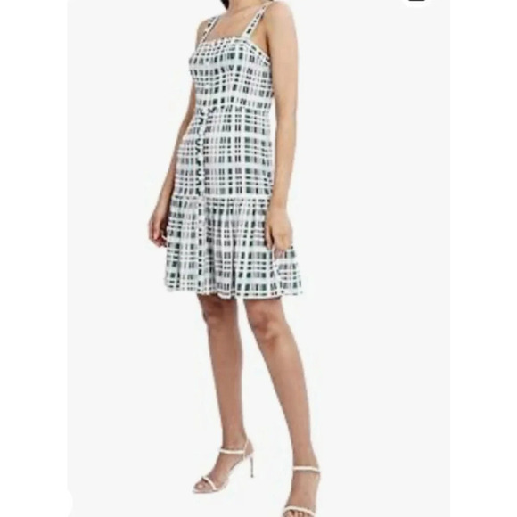 BCBGMAXAZRIA Women's Plaid Day Dress size Size 8 Gray Black Green - Picture 3 of 11